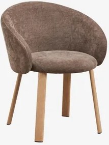 Pack De 2 Cadeiras De Jantar Estofadas Nairea Madeira Natural & Chenille Castanho Café - Sklum