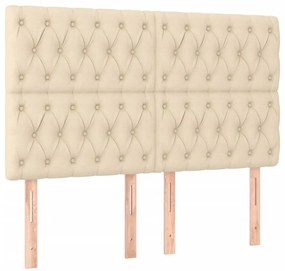 Estrutura de cama sem colchão 140x190 cm tecido cor creme