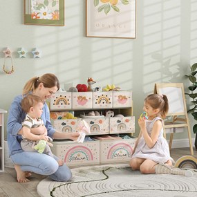 Organizador para Brinquedos para Crianças com 9 Cestas de Tecido não Tecido 93x30x70 cm Multicor