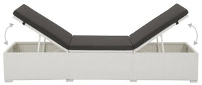 Espreguiçadeira com almofadão preto vime PE branco