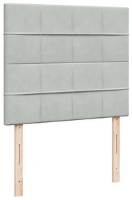 Cama boxspring com colchão 120x190 cm veludo cinzento-claro