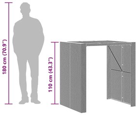 5 pcs conjunto de bar jardim c/ almofadões vime PE/acácia preto