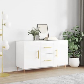 Aparador Daisy de 100cm - Branco Brilhante/Dourado - Design Moderno