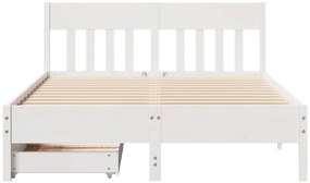 Cama sem colchão 160x200 cm madeira de pinho maciça branco