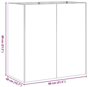 Floreira enferrujada 80x40x80 cm aço resistente