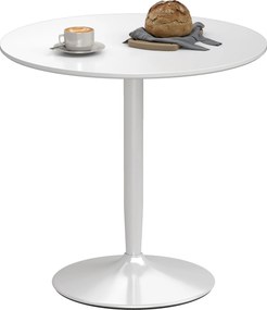 HOMCOM Mesa Cozinha Redonda Jantar Moderna 2 Pessoas Base Aço Almofadas Antiderrapantes Ø80x75 cm Branco | Aosom Portugal