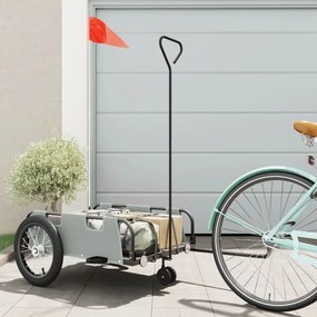 vidaXL Reboque de bicicleta tecido oxford/ferro cinzento