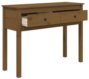Mesa consola 100x35x75 cm madeira de pinho maciça castanho mel