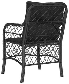 Cadeiras de jardim com almofadões 2 pcs vime PE preto