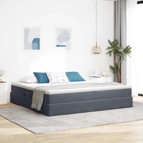 vidaXL Cama com arrumação e colchão Cinza Escuro 200 x 200 cm Veludo