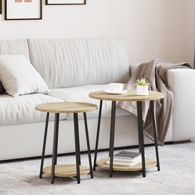 Conjunto de Mesas de Apoio 2 pcs Carvalho Sonoma em Madeira Compensada