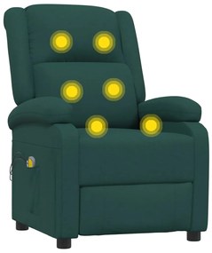 Poltrona de massagens elétrica tecido verde-escuro