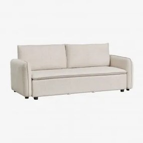 Sofá-cama De 3 Lugares Em Tecido Bouclé Drovi Bouclé Bege Creme - Sklum