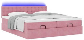 Estrutura de cama otomana com colchões 180x200 cm veludo rosa