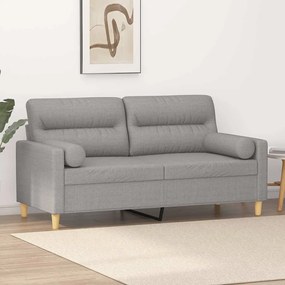 vidaXL Sofá 2 lugares c/ almofadas/almofadões 140cm tecido cinza-claro