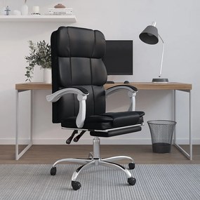vidaXL Cadeira de escritório reclinável couro artificial preto