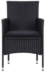 4 pcs conjunto lounge de jardim c/ almofadões vime PE preto