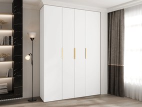 Roupeiro Hartford 574, Dourado, Branco, 246x170x52cm, 150 kg, Portas para roupeiro: Com dobradiças, Número de prateleiras: 16, Número de prateleiras: 16
