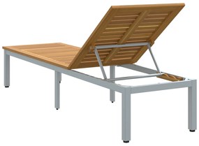 Espreguiçadeira Cinza 200x55x35 cm Madeira de Acácia
