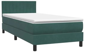 Cama com molas/colchão verde-escuro 80x210 cm veludo