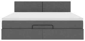 Estrutura de cama otomana com colchão 180x200cm cinzento escuro