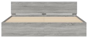 Estrutura cama com cabeceira 180x200 cm cinzento sonoma