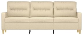 Sofá de 3 lugares tecido 180 cm cor creme