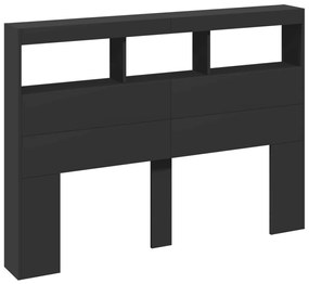 Armário de cabeceira com luzes LED 140x17x102 cm preto