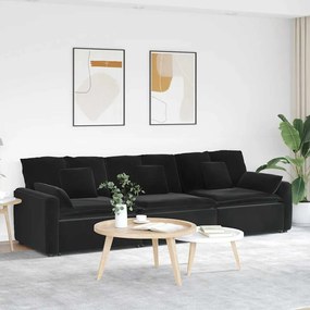 Sofá modular com almofadas preto