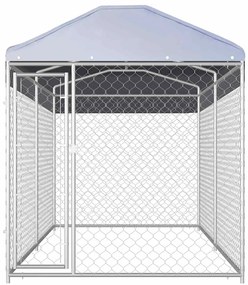 Canil de exterior com toldo 382x192x225 cm