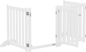 Barreira de Segurança para Cães Dobrável, 205 x 30 x 60 cm, 4 Painéis com Porta, Branco