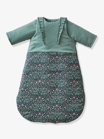 Agora -15%: Saco de bebé bimatéria com mangas amovíveis, Broceliande verde estampado