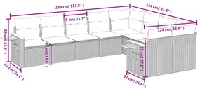 9 pcs conjunto de sofás p/ jardim c/ almofadões vime PE preto