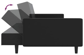 Sofá-cama de 2 lugares couro artificial preto
