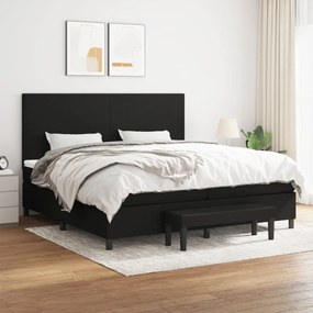 vidaXL Cama com molas/colchão 200x200 cm tecido preto
