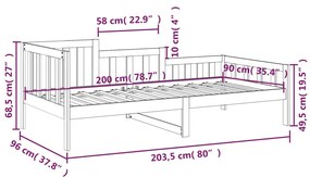 Sofá-cama 90 x 200 cm madeira de pinho maciça