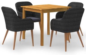 5 pcs conjunto de jantar para jardim preto
