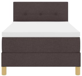 Cama com Estrado com Colchão Castanha Escura 90x200 cm Tecido