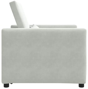 Sofá-cama conversível 3 em 1 Veludo Cinza Claro