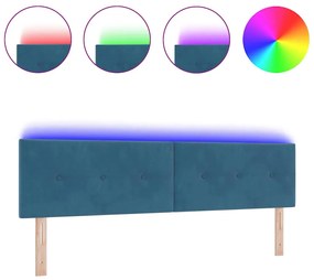 Cabeceira LED vidaXL Almofadada Azul Escuro 90 cm Veludo