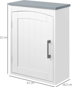 Móvel suspenso para casa de banho com porta e prateleira ajustável - 41 x 18,5 x 52 cm - MDF - branco