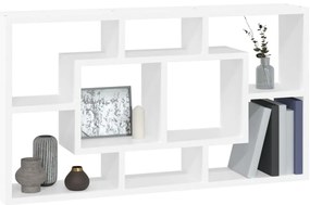 Prateleira exposição parede 8 compartimentos branco brilhante