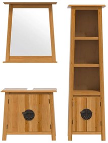 3 pcs conjunto móveis p/ casa de banho madeira de pinho maciça