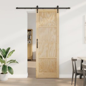 porta deslizante vidaXL com conjunto de hardware 78x232 cm Madeira Sólida de Pinus