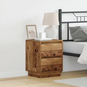 Mesas de Cabeceira com Luzes de LED 2 pcs Madeira Velha 39x34.5x50 cm