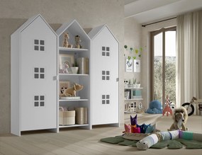 Conjunto 2 armarios Guarda Roupa infantil + estante infantil coleção CASAMI Branca