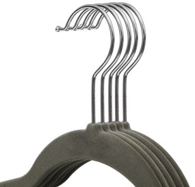 Conjunto de 100 cabides em veludo com barra 45 x 23,5 cm cinzento