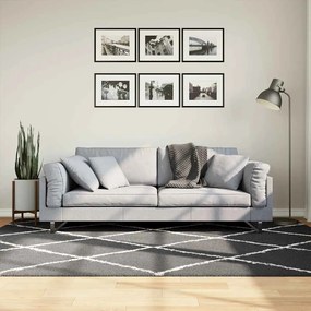 Tapete shaggy de pelo alto PAMPLONA 160x230 cm preto e creme