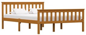 vidaXL Estrutura de cama 140x200 cm pinho maciço castanho mel