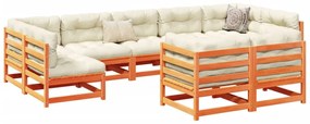 9 pcs conjunto sofás de jardim madeira de pinho castanho mel